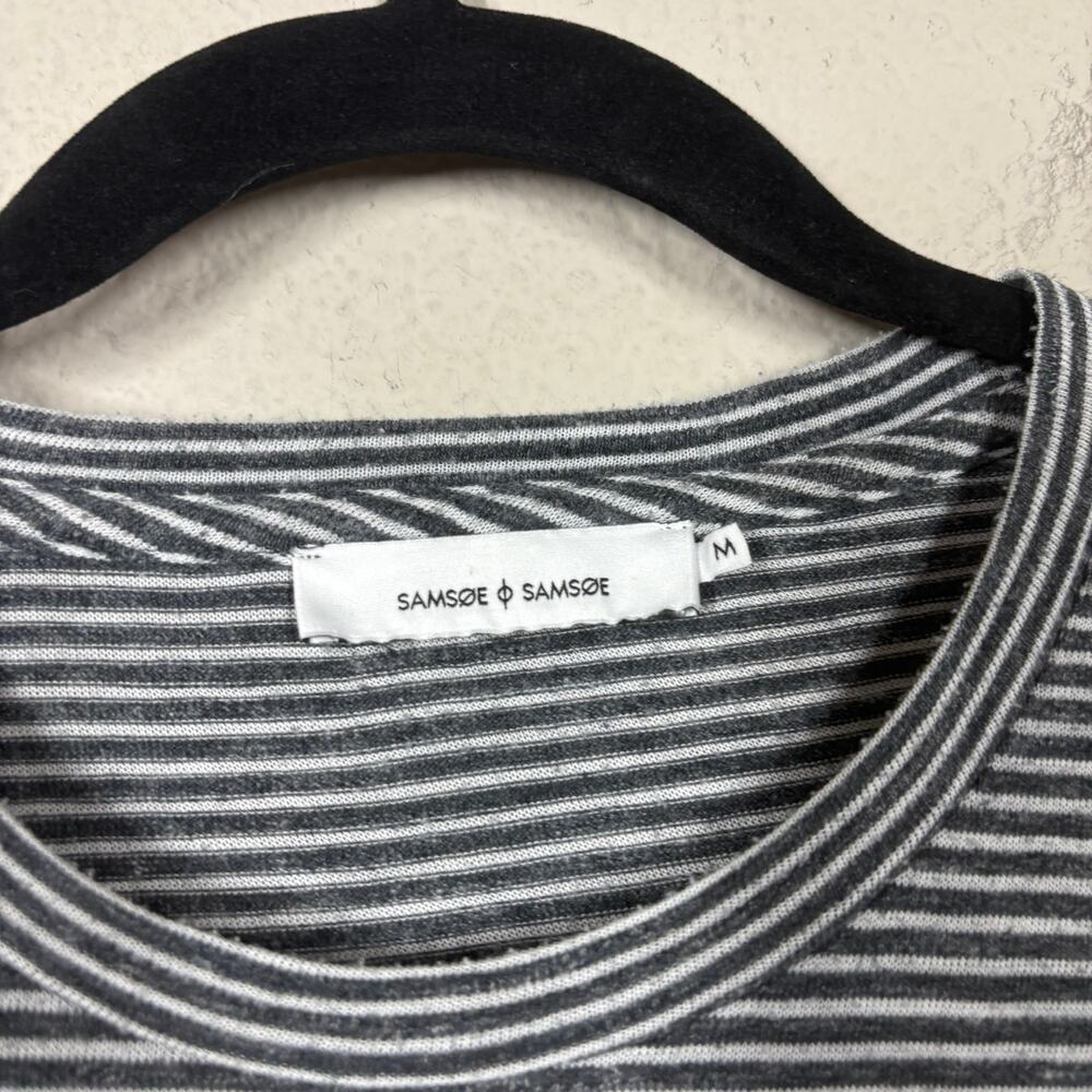 Samsoe Samsoe Mens Size Medium Graham Stripe Short Sleeves T-Shirt Black Jersey - Picture 5 of 7